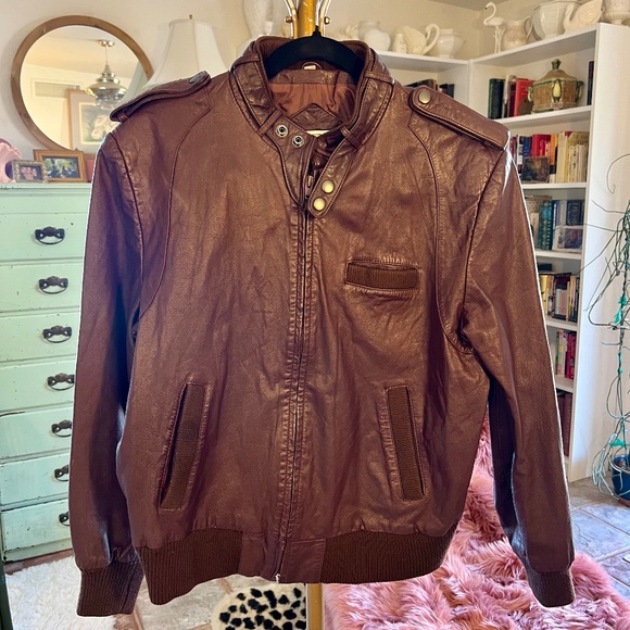Vintage Maroon Leather Member's Only Style Jacket - Picture 1 of 13